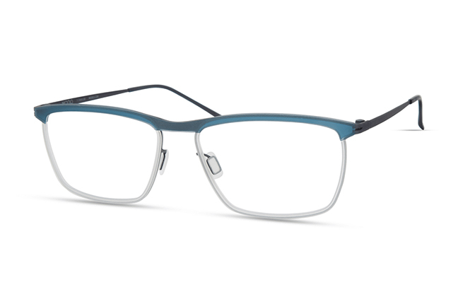 Il modello “4109” (nella colorazione “TEAL”) degli occhiali Modo, appartenente alla collezione “PAPER-THIN TITANIUM”
