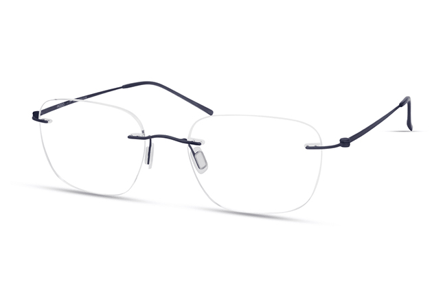 Il modello “4630” (nella colorazione “DARK NAVY”) degli occhiali Modo, appartenente alla collezione “PAPER-THIN RIMLESS”