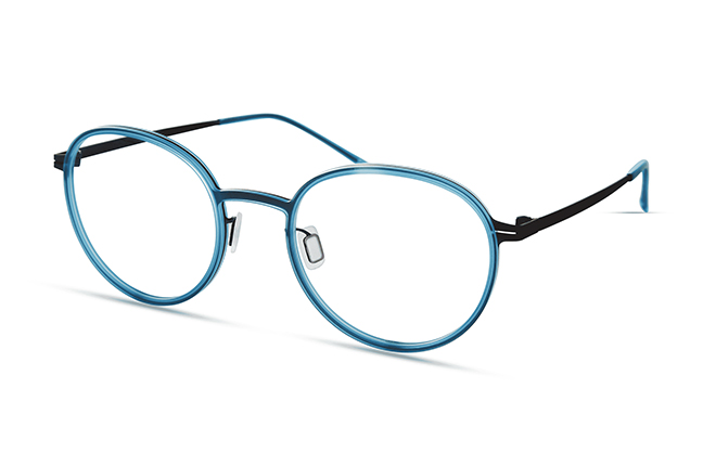 Il modello “4437” (nella colorazione “TURQUOISE”) degli occhiali Modo, appartenente alla collezione “PAPER-THIN TITANIUM”