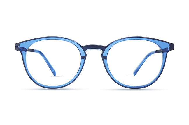 Il modello “4509C” (nella colorazione “BRIGHT BLUE”) degli occhiali Modo, appartenente alla collezione “PAPER-THIN ACETATE”