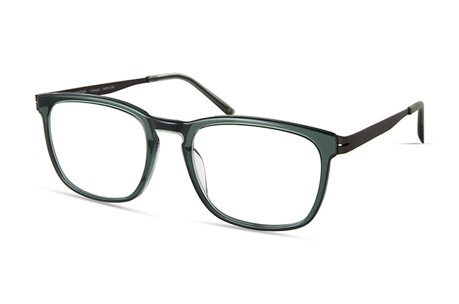 Il modello “4565” (nella colorazione “GREEN”) degli occhiali Modo, appartenente alla collezione “PAPER-THIN ACETATE”