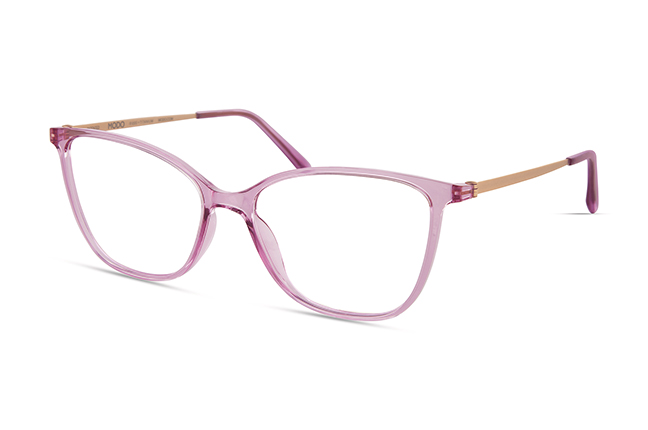 Il modello “7065” (nella colorazione “PINK LAVENDER”) degli occhiali Modo, appartenente alla collezione “R 1000 + TITANIUM”