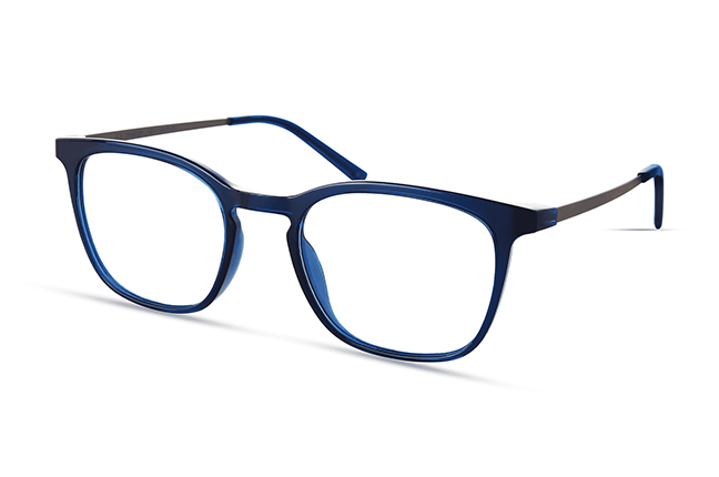 Il modello “7061” (nella colorazione “PETROL BLUE”) degli occhiali Modo, appartenente alla collezione “R 1000 + TITANIUM”