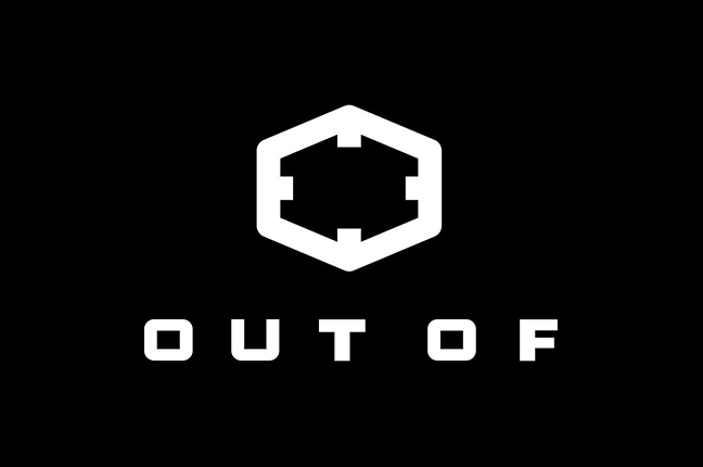 Il logo OUT OF (bianco su fondo nero)