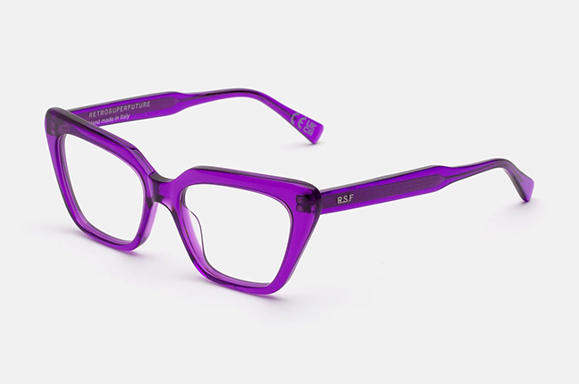 Il modello “NUMERO 122 PURPLE” degli occhiali Retrosuperfuture – Collezione SS24